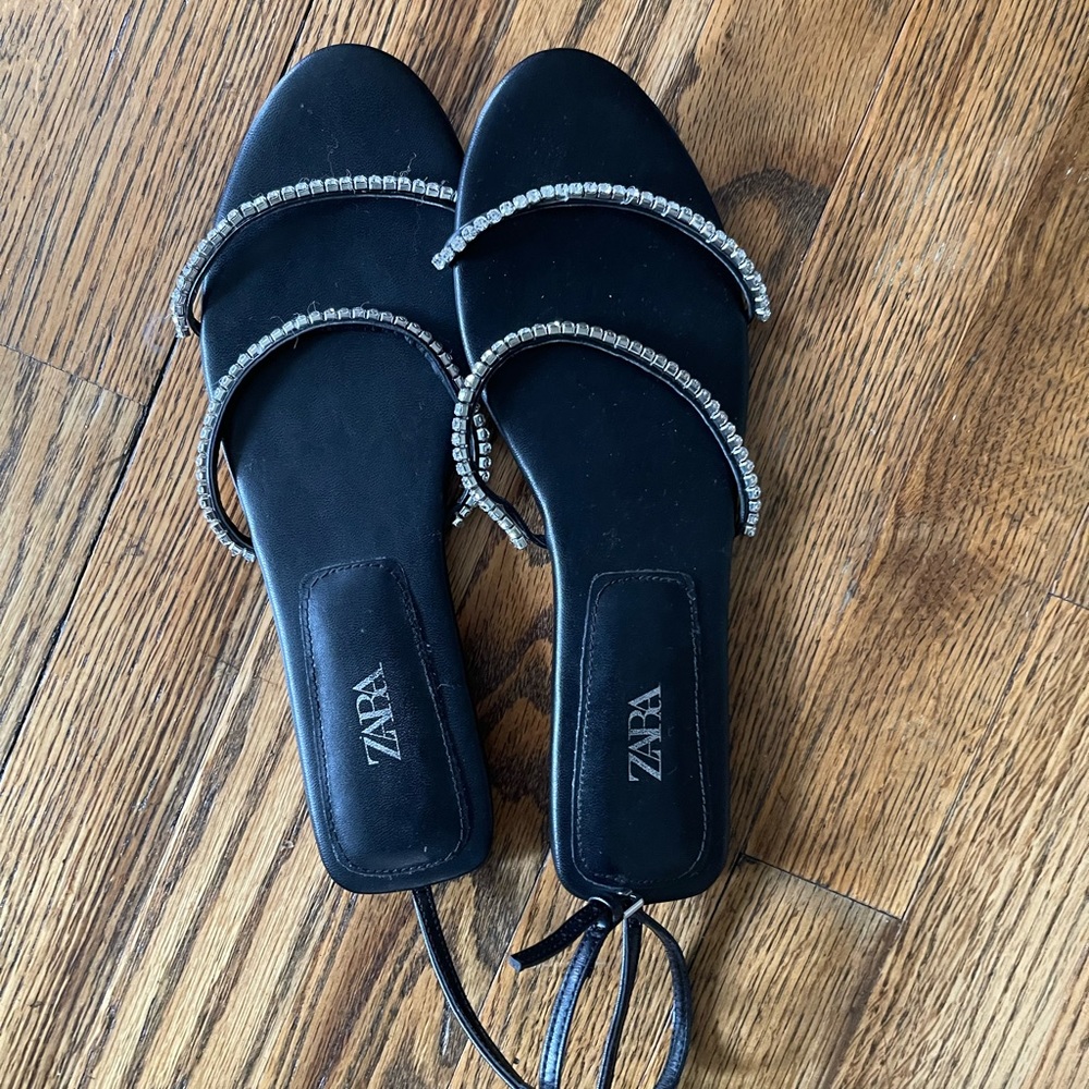 zara rhinestone ankle sandals